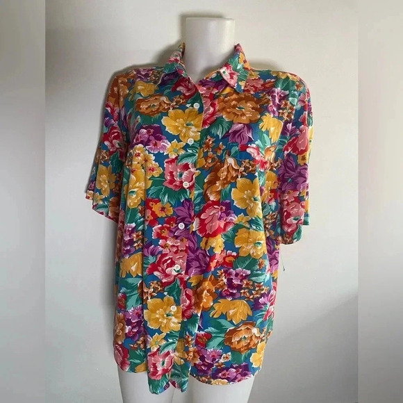 Gitano Vintage 90’s Button Up Floral Top Shirt Medium Plus size Unisex 40/20 001 - Picture 1 of 8